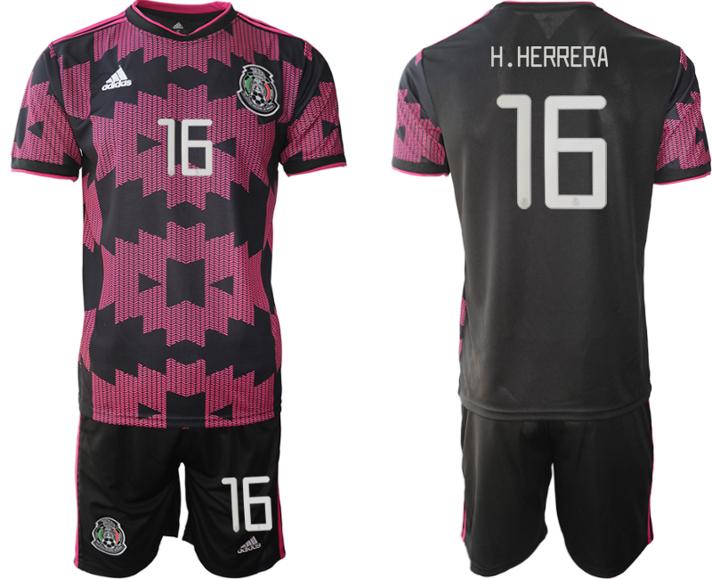 Men 2020-2021 Season National team Mexico home black #16 Soccer Jersey